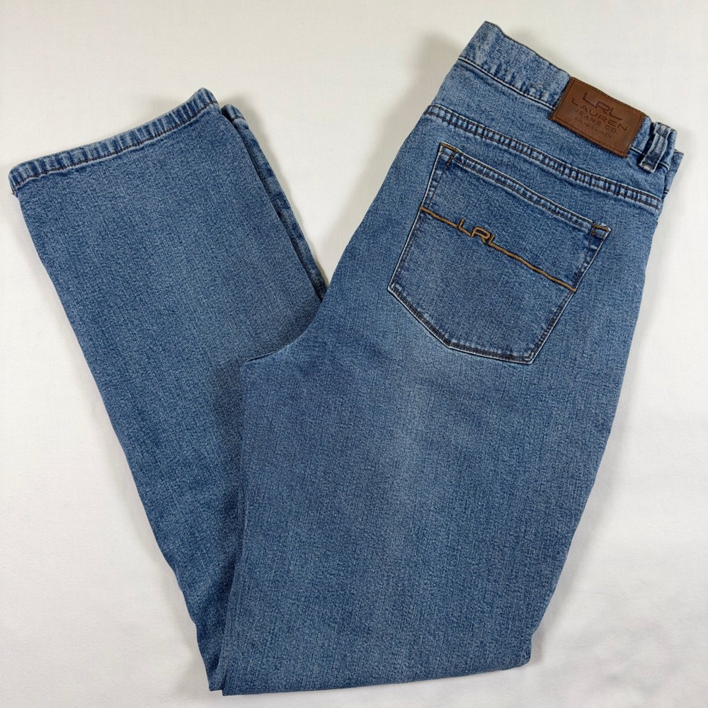 LRL Lauren Jeans‎ Co Ralph Lauren Women's 12P Petite Blue Denim Classic Straight